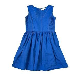 Athe Vanessa Bruno Blue Mini Dress sz 40 Fit & Flare Pintuck Pleated Sleeveless